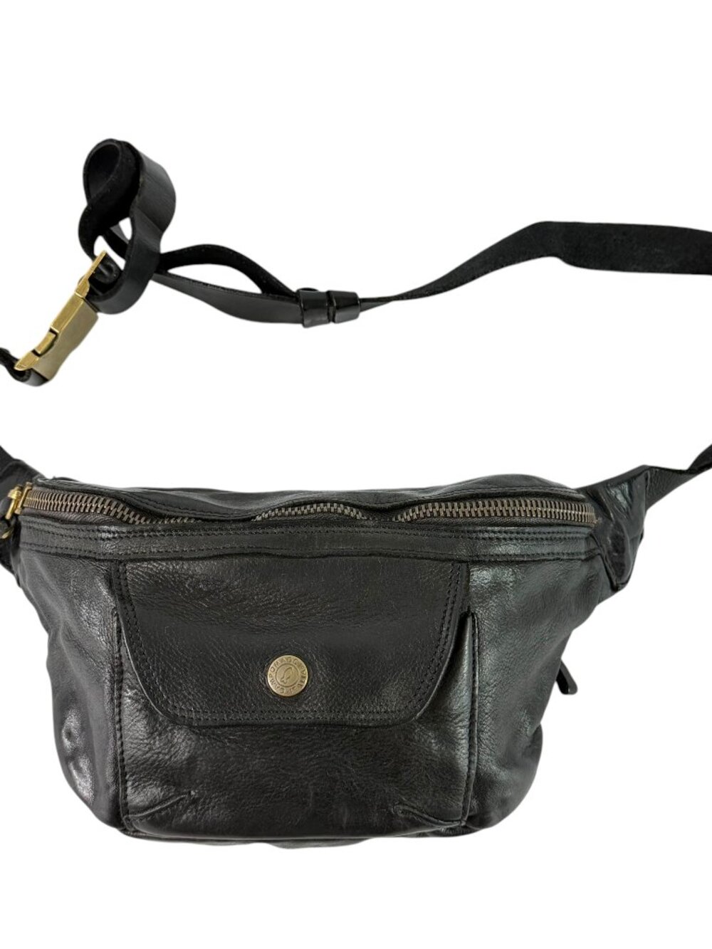 CAMPOMAGGI Teodorano Black Leather Funny Pack Belt Bag Made in Italy